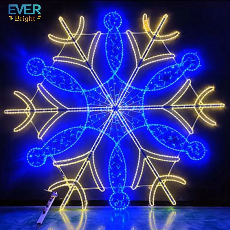 Outdoor commercial Christmas street decoration sparkling 2D lighted pole mounted snowflake Christmas street displays