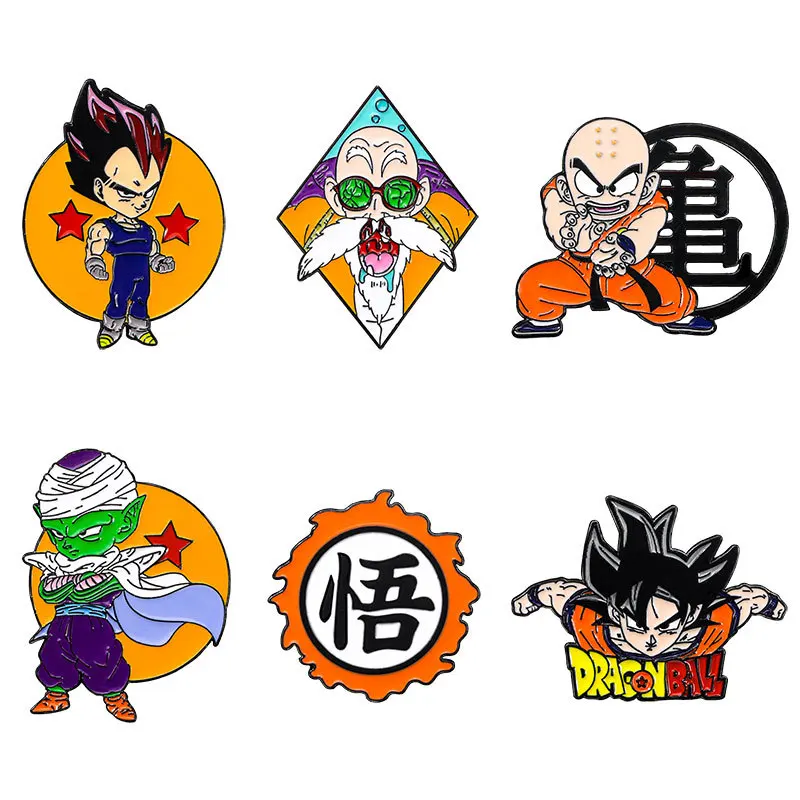 6 Designs Anime DBZ Broches Pins Brooches Men Son Goku Master Roshi Fashion Jewelry Accessory Metal Brooch Enamel Badge Pins