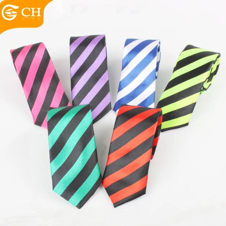 Ready To Ship Professional Factory Cheap Slim Ties Digital Printed Green Purple Neckties Custom Stripe Printed Polyester Ties