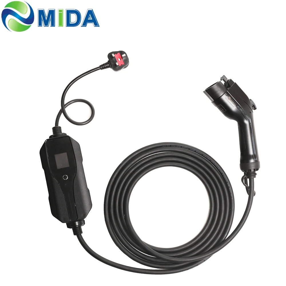 8A 10A 13A Mode 2 EV Charging Type 1 J1772 UK Plug Home EV Portable Charger