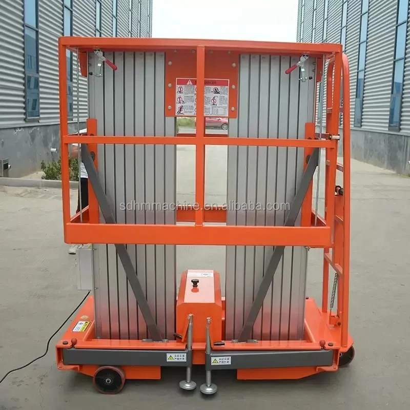 Shandong factory 8-16m double mast aluminium lift/electric manlift hydraulic lifting table