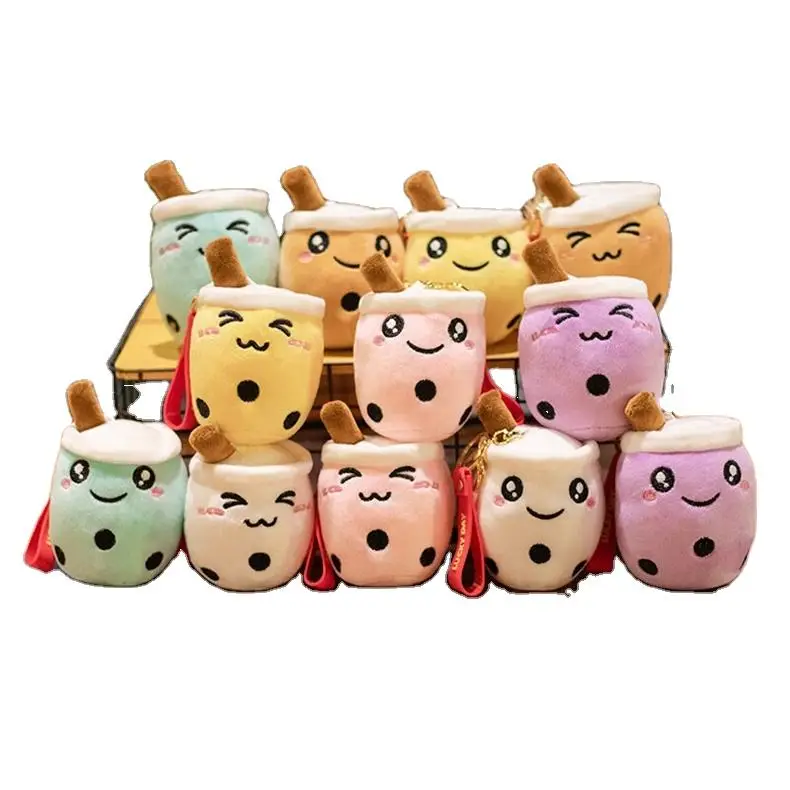 Adorable Mini Kawaii Babies Pink Boba Cup Milk Tea Plush Keychain Toy Custom Boba Plush Keychain