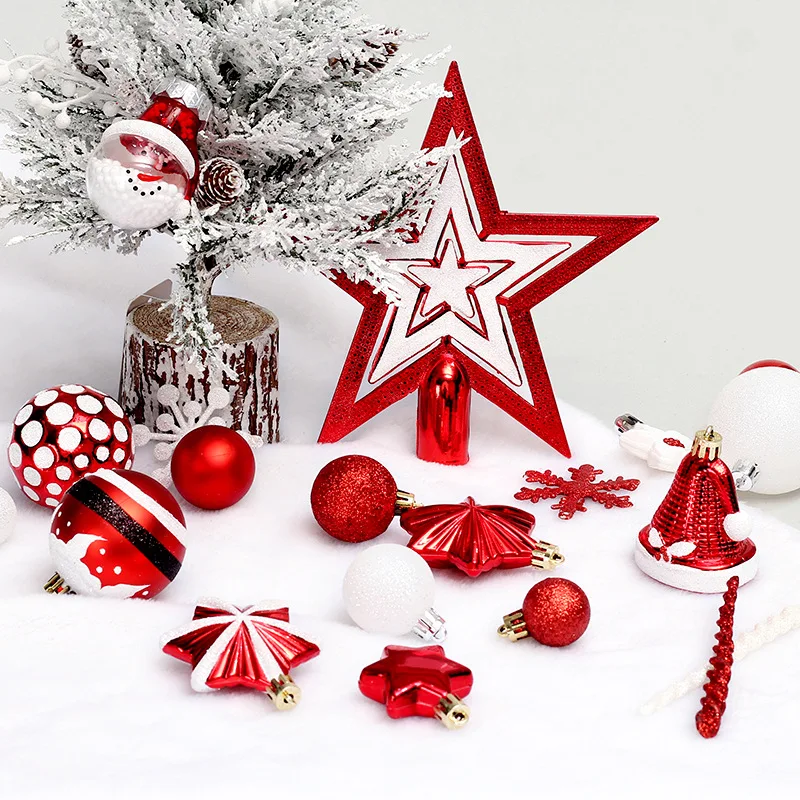 High Quality 70pcs Red Plastic Christmas Tree Hanging Balls Xmas Tree Ornaments Gift Box Suit & Christmas Ball Set