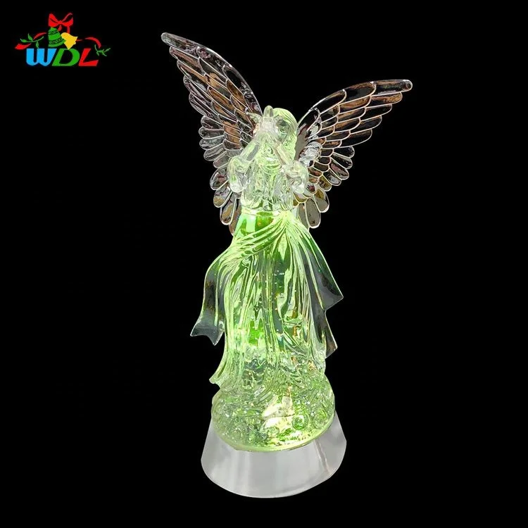 The Holiday Christmas Crafts RGB Angel Ornaments Water Spinning Angel Snow Globe Lantern