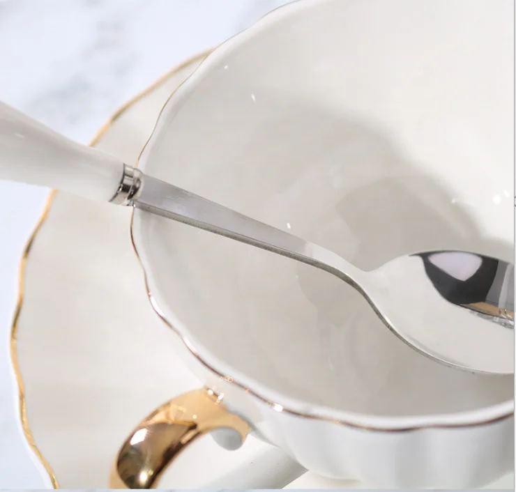 Белая керамическая кофейная чашка и блюдце, оптовая продажа, фарфоровая чашка и блюдце