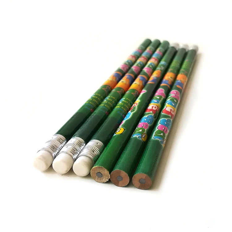 7 Inch Custom Logo Round Shape Wood Standard Black Lead Pencils for School Kids