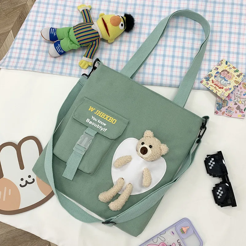 Korean version of the campus girls cute canvas single shoulder crossbody bag handbag wholesale cheap simple purse