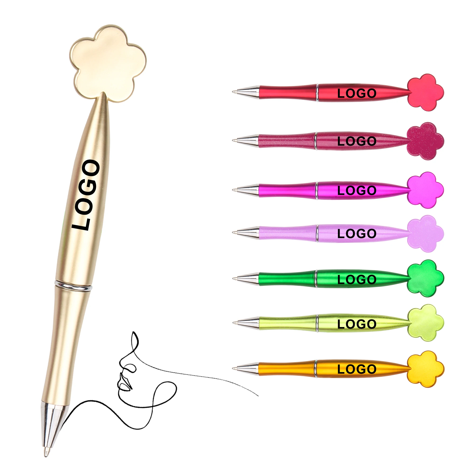 Promotion Plastic Funny Gift Flower Butterfly Star Heart Shape Ballpoint Pen With Custom Logo For Children Students Gift