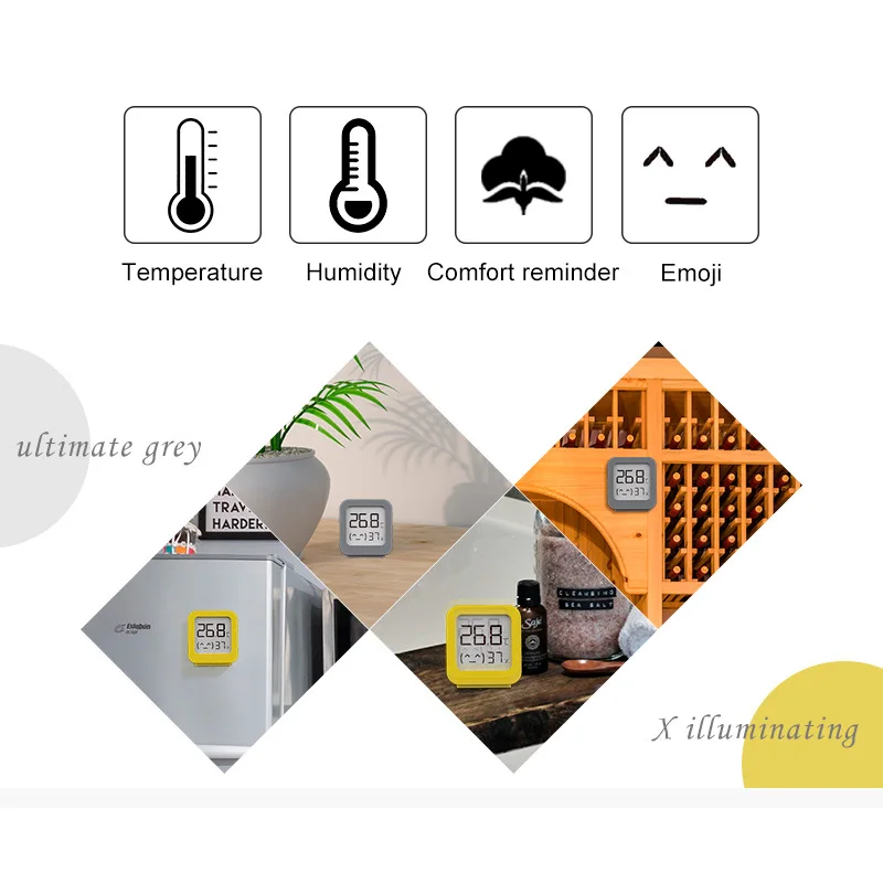 EMAF Indoor Thermo Hygrometer Thermometer Small Wall Digital Back Magnet Temperature Humidity Gauge for Home Greenhouse