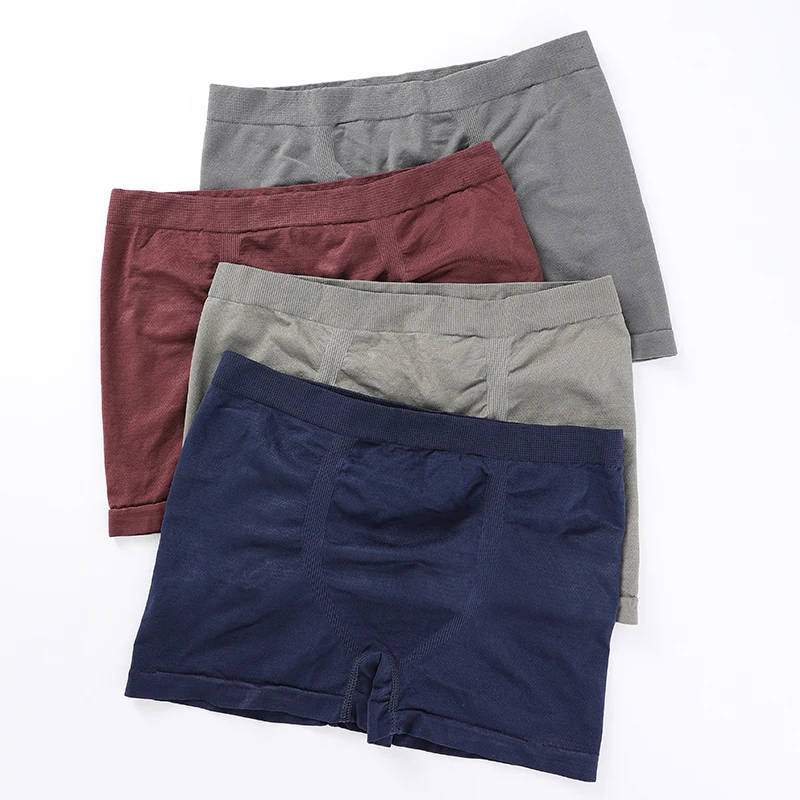 Wholesale Solid Color Mid-waist Breathable Quick-drying  Seamless Boxer Briefs For Men