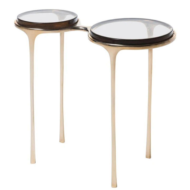 small coffee table black wooden top gold metal brass hand forged round wood table set living room decor corner side table