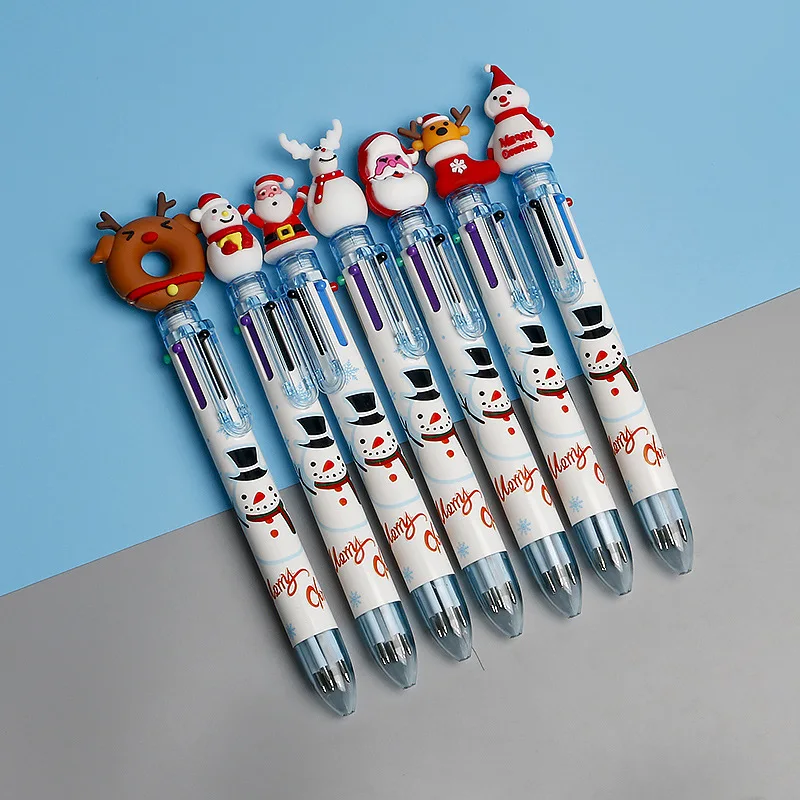 Christmas Gifts Prizes Santa Claus Snow Man Christmas Tree Elk 6 Colors Ballpoint Pen for Christmas Promotion Gift Pen
