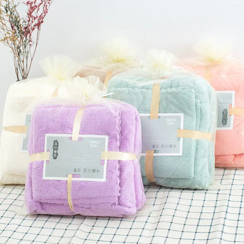 China factory wholesale highly absorbent high density coral velvet towel bath towel set