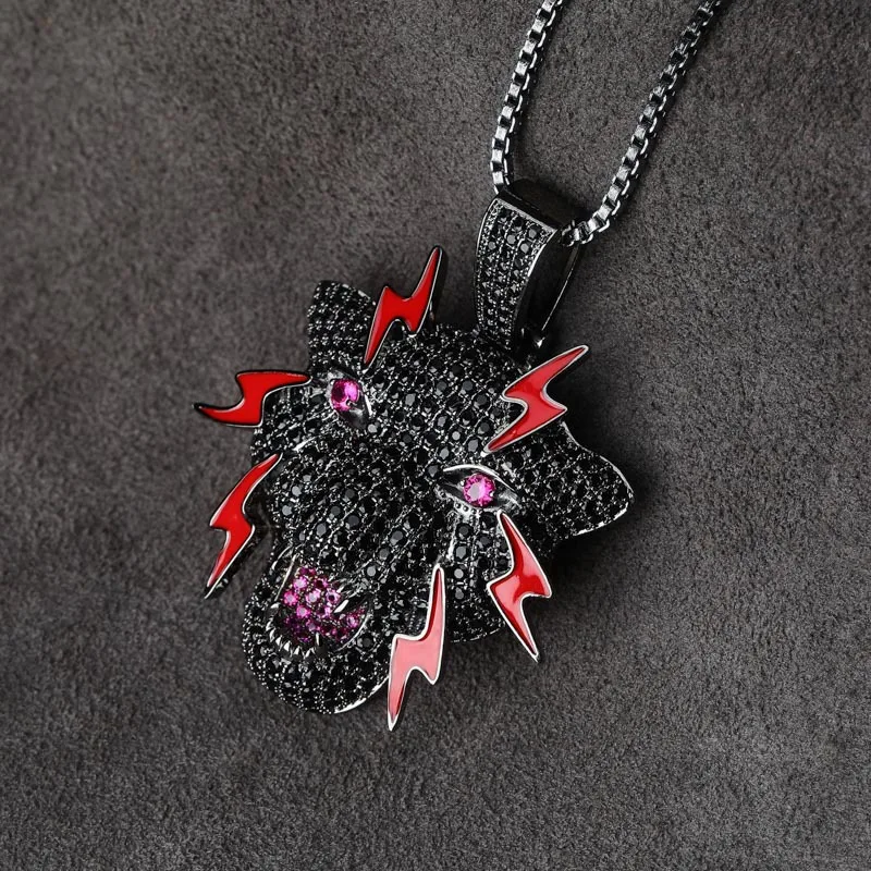 New Design HipHop Cartoon Black Panther Iced Out Pendant