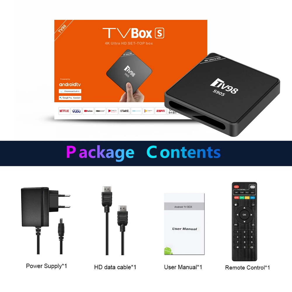 TV98 S905 Smart TV Box Amlogic S905 Android 7.1 Upgrade shows 12.1 x96 h96 Media Player Set-top Box