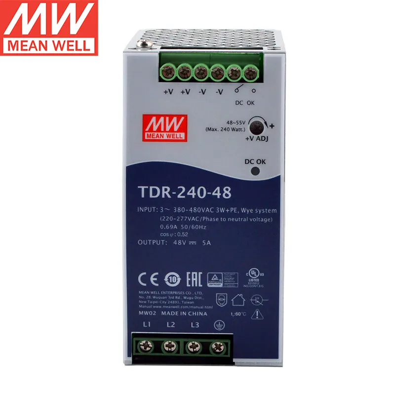 Mean Well TDR-240-48 Din Rail Mount Din Rail Cabinet Prepaid Din Rail Power Supply