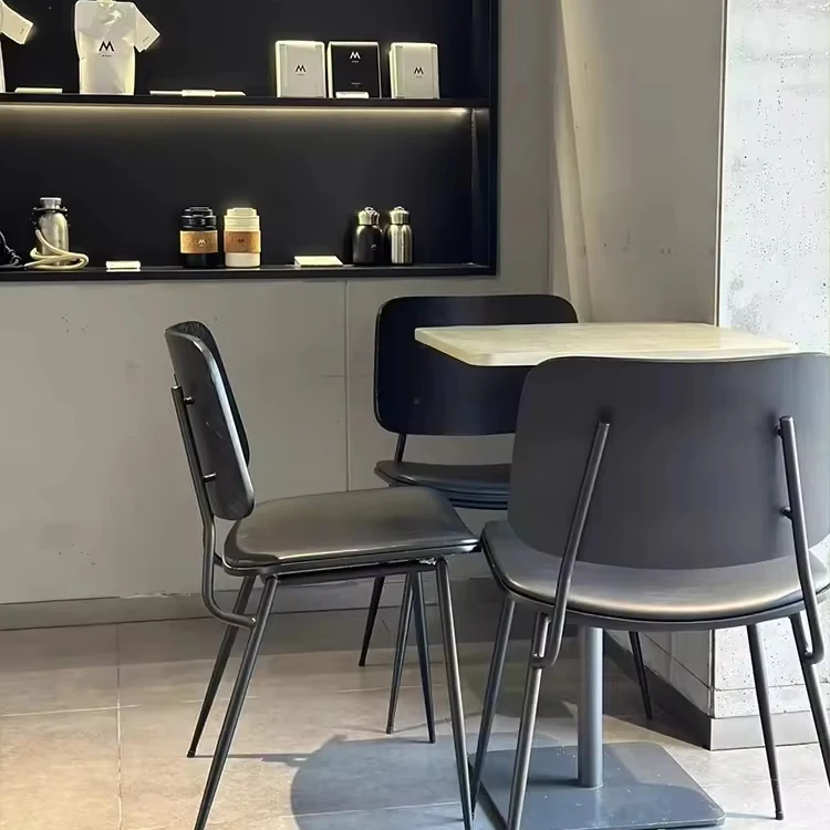 New Design Industrial style Internet celebrity cafe tea shop bakery restaurant wood dining table and chair with metal leg set