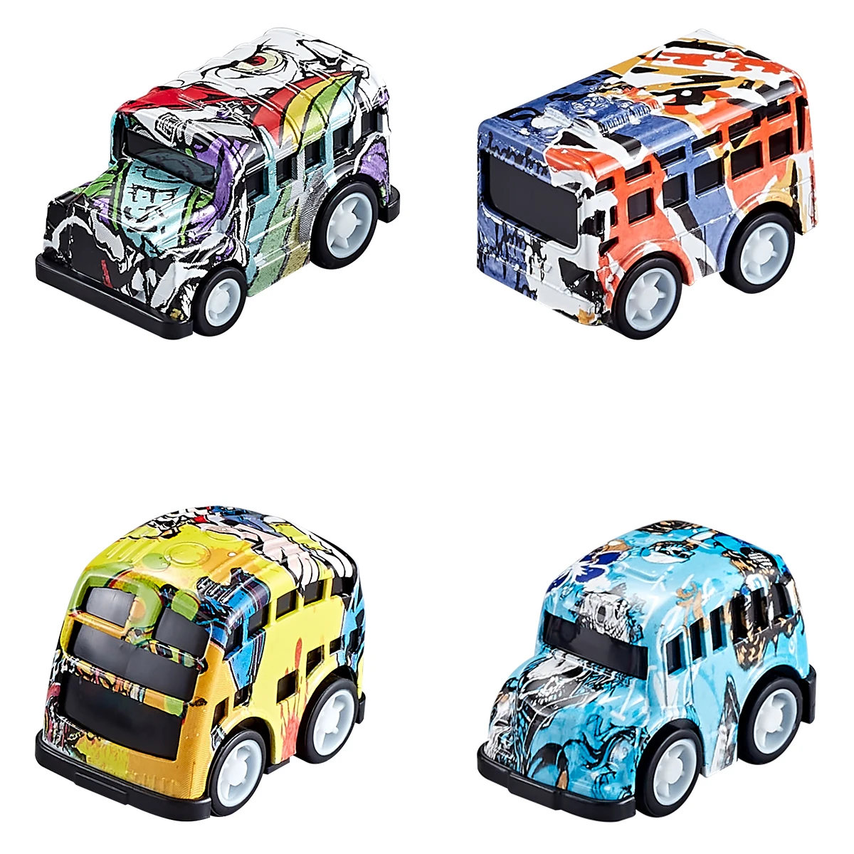 1:64 Graffiti Alloy Toy Car Mini Die Cast Car Model Diecast Car Toy Diecast School Bus Diecast Toys For Kids