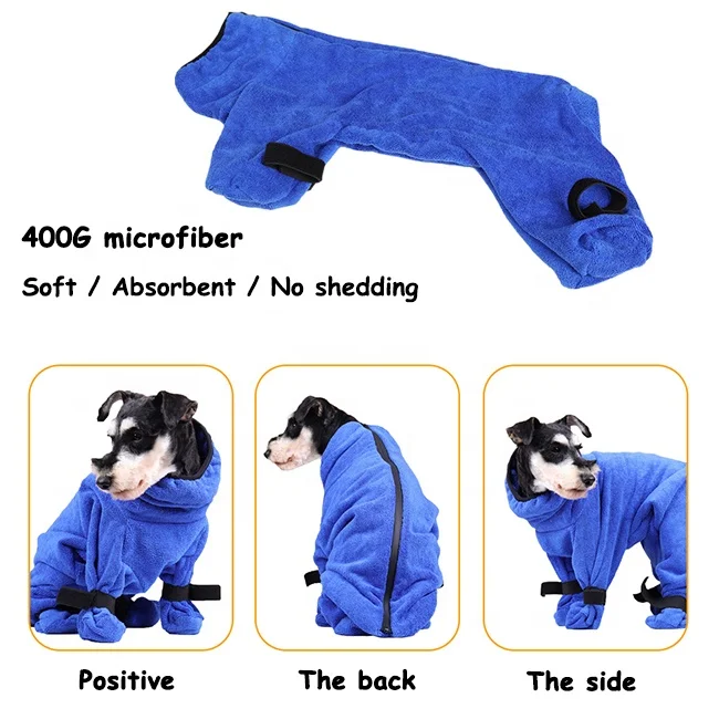 Luxury Full Body Wrap Super Absorbent Pets Bath Robe Towel Microfibre Dog Bathrobe Towel Adjustable Dry Fast Dog Drying Coat