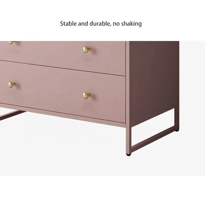 Chinese manufacturer wholesale modern style pink color 5 drawer and one door display cabinet steel storage cabinet for bedroom