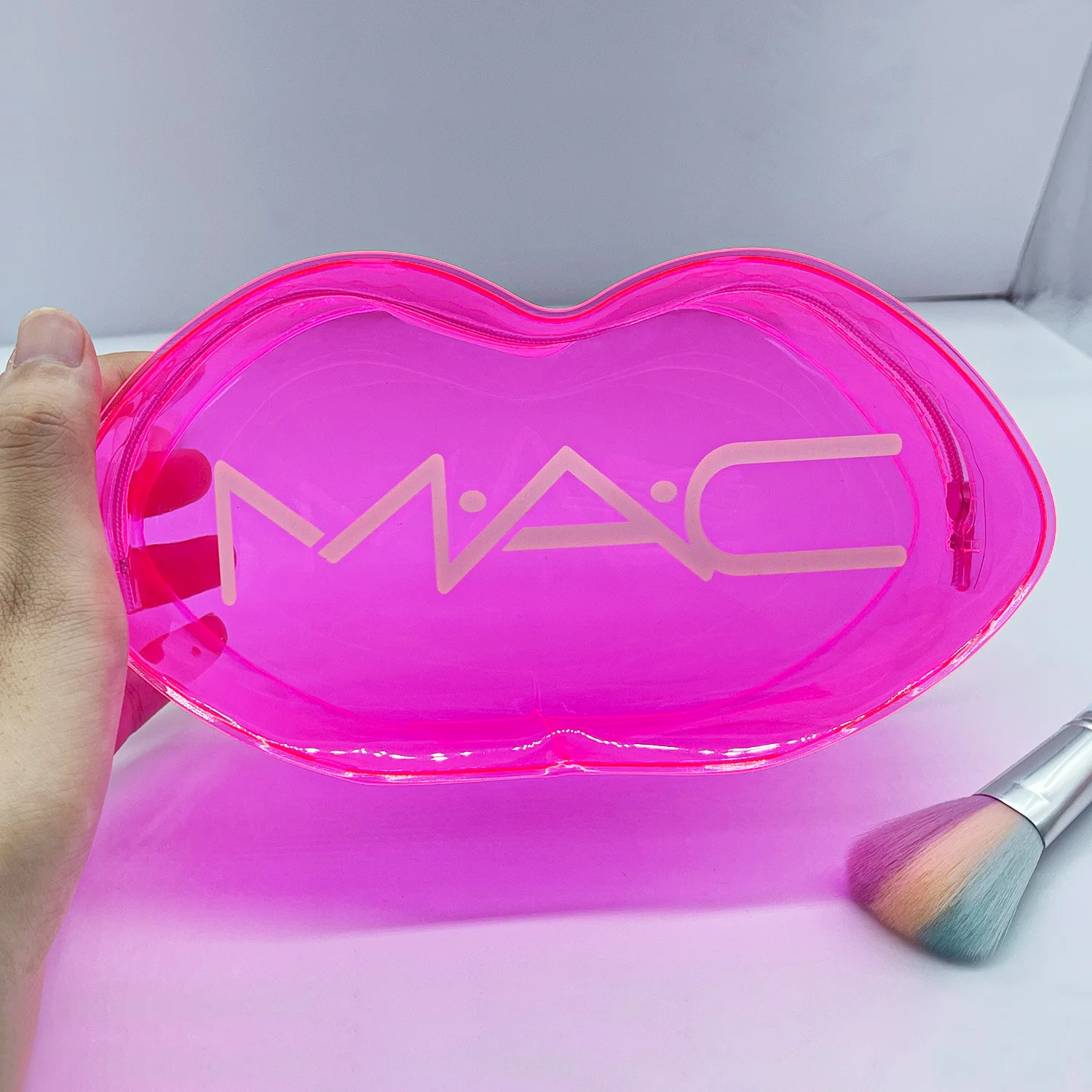 Пользовательский логотип Mac водонепроницаемый модный прозрачный косметический макияж ПВХ сумки дорожные размеры для женщин