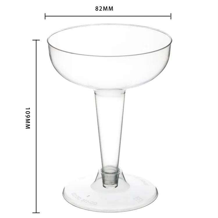 2 Pieces Disposable Clear Plastic Martini Glass Margaret Goblet