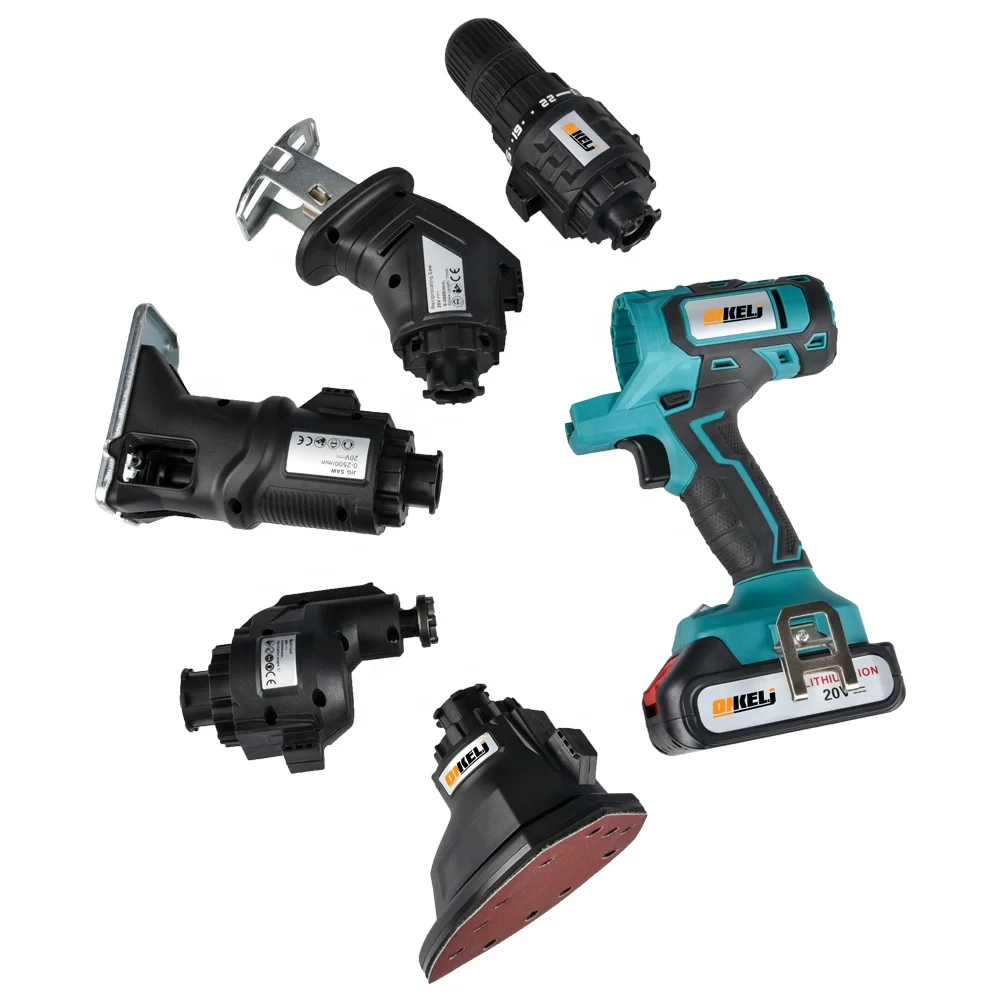 Wholesale 5 in 1 multi-functional converter heads lithium electric drill 20V power tools combo set
