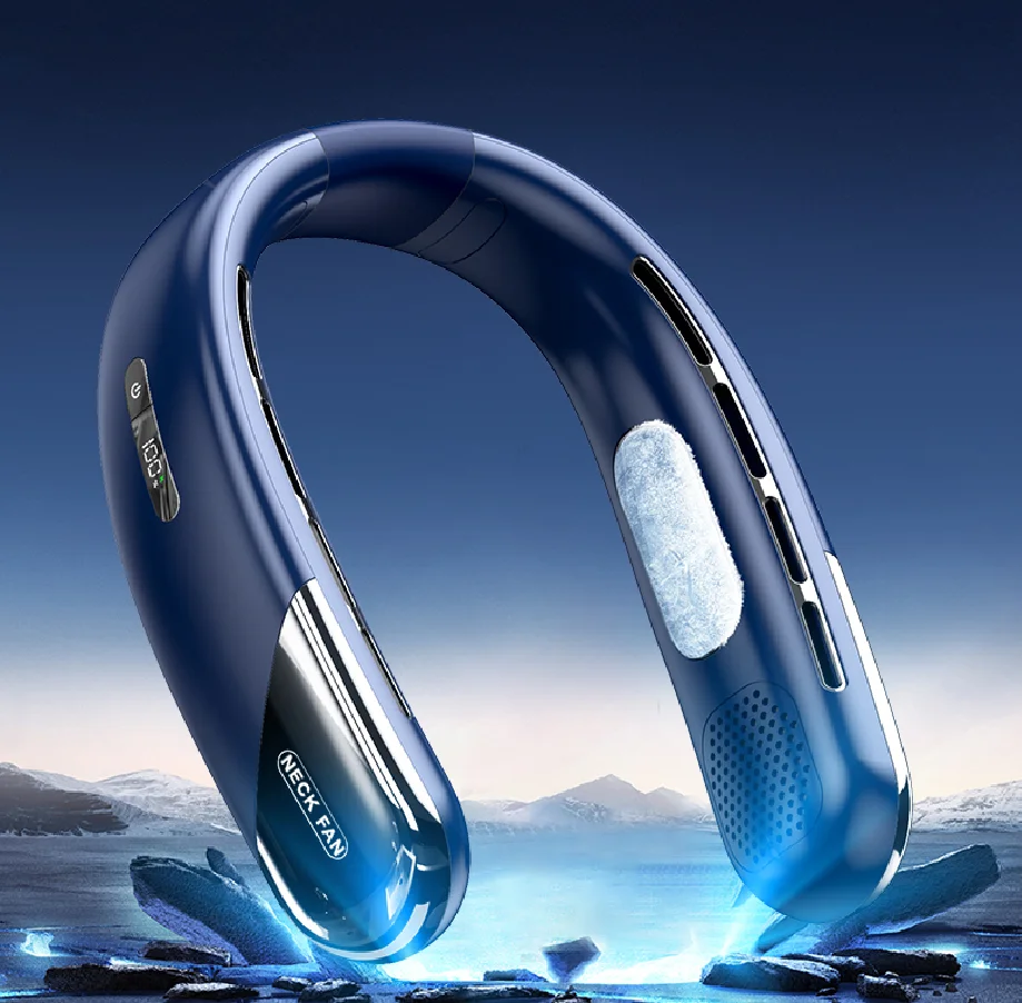 OEM high quality 2024 new mute neck fan rechargeable digital display portable wearable air cooling personal hanging neck fan