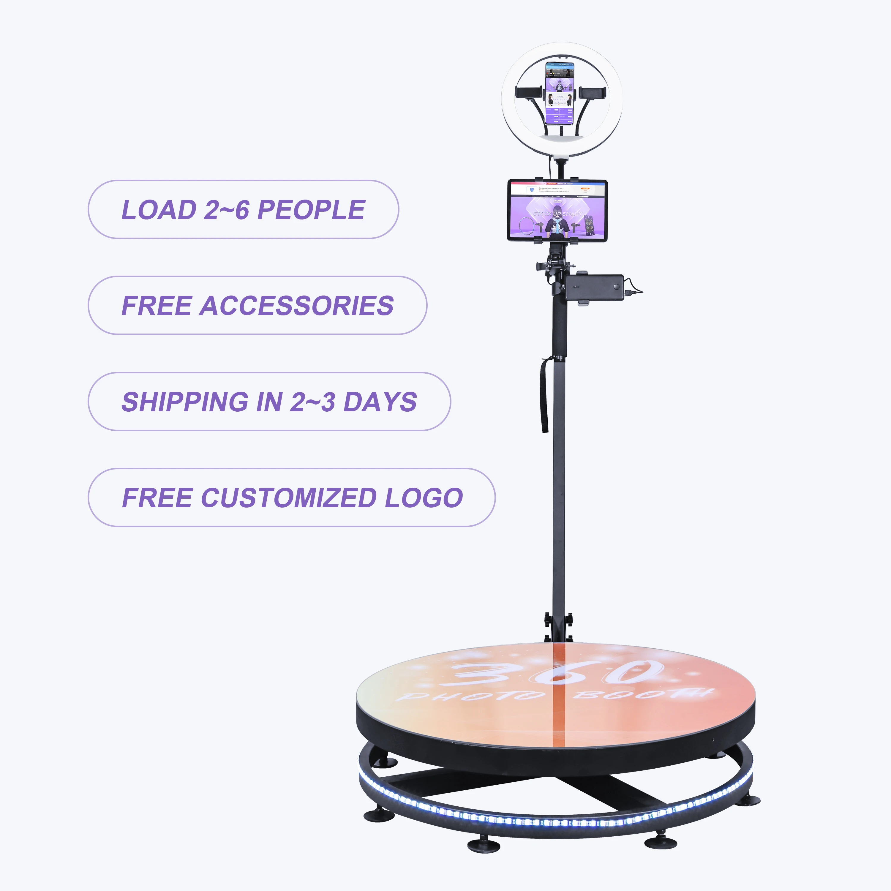 Прямая поставка, ПВХ реквизит, знаки, портативный вращающийся принтер для альбомов, светодиодные фонари, 360 Автоматическая фотобудка