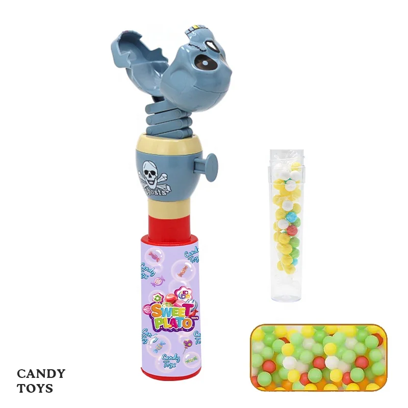 Telescopic Spring Manipulator ghost head Toy candy novelty extendable sugar tube kids interactive activities bottle candy toy