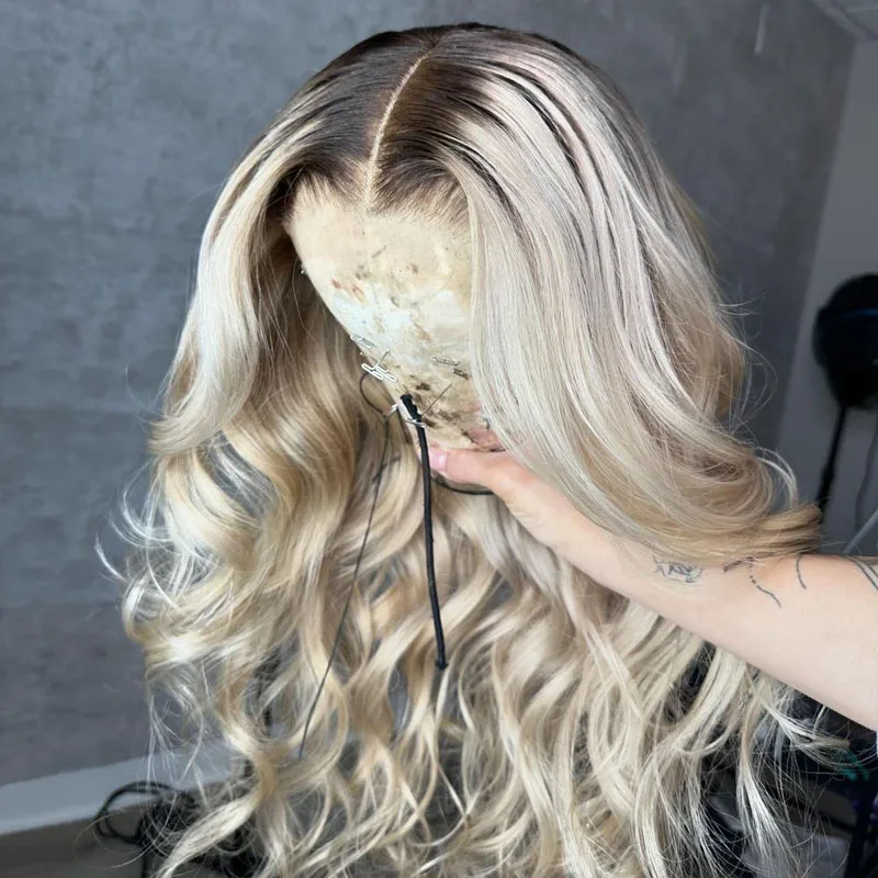 Platinum Blonde Lace Front Wigs Human Hair 100% Vietnamese Virgin Hair Glueless Full Frontal Wigs Pre Plucked Loose Wave Wigs