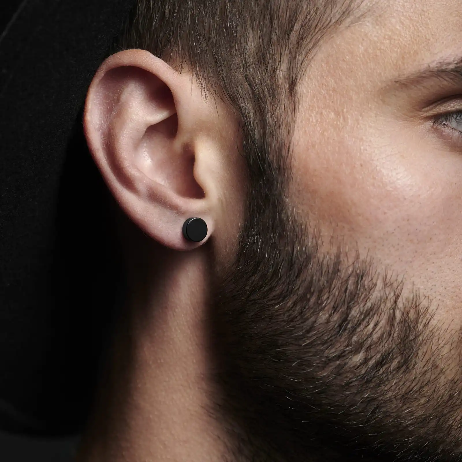 VAF Men Cool Punk Round Black Earrings Stainless Steel Ear Stud Piercing Earrings 3Mm - 14Mm