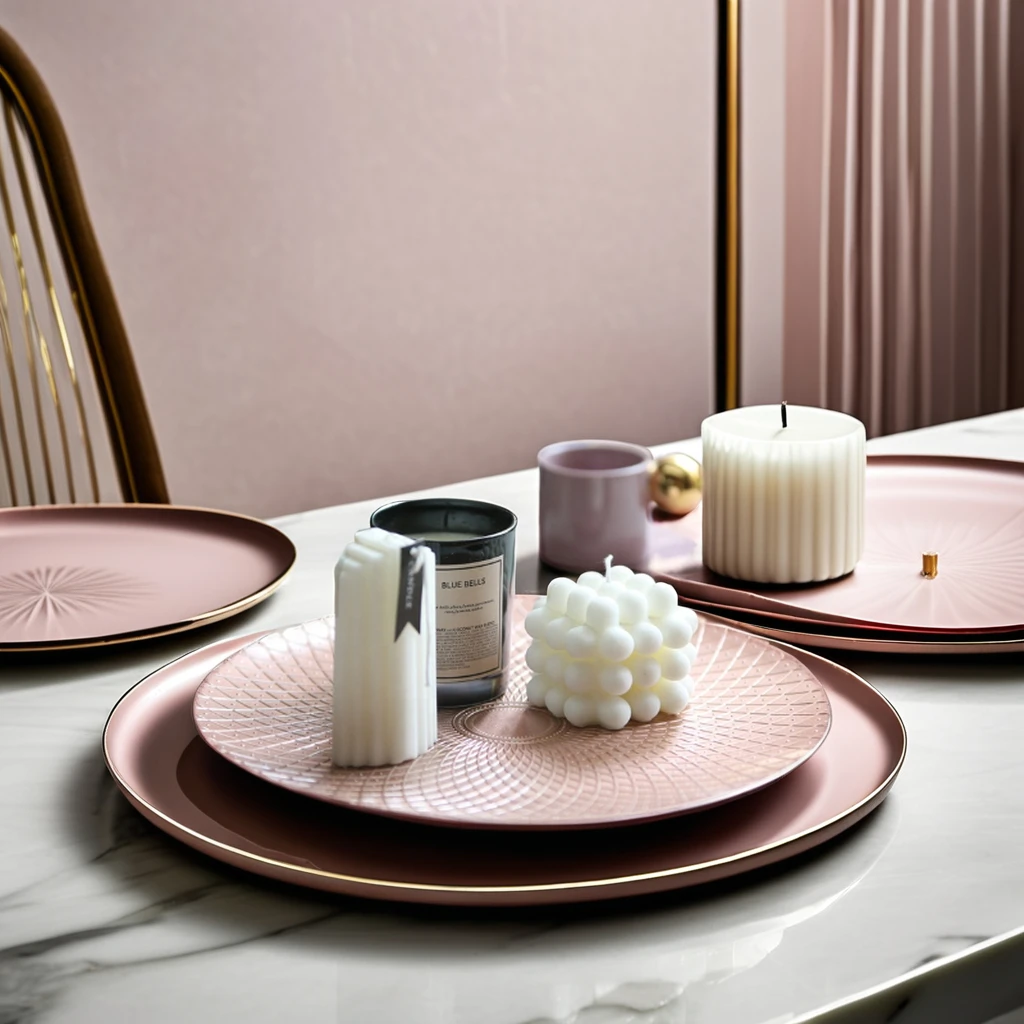 XiangJin Modern Plates Eco-Friendly Rose Gold Grid Decoration Charger Dishes Home Wedding Dinner Parties Pack Plastic Plates