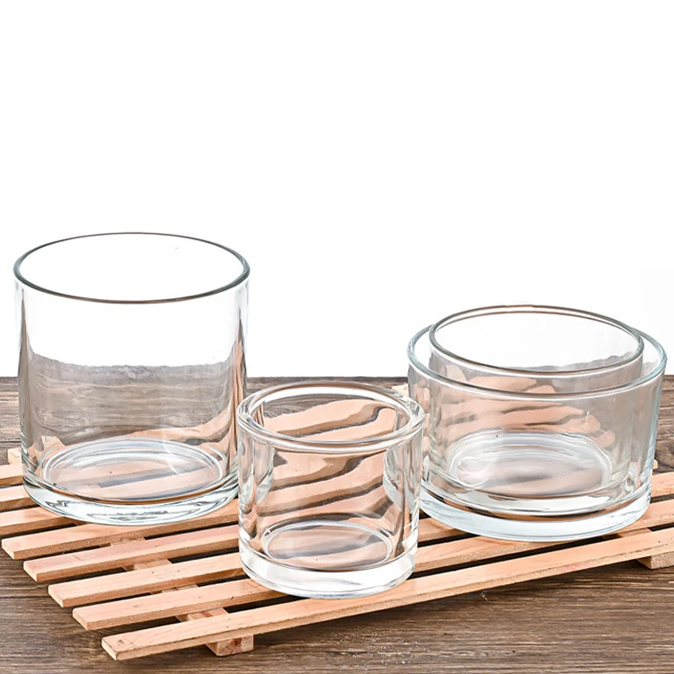 Wholesale Transparent Empty Clear Scented 10cm Wide Mouth Glass Candle Jar for Candle Making
