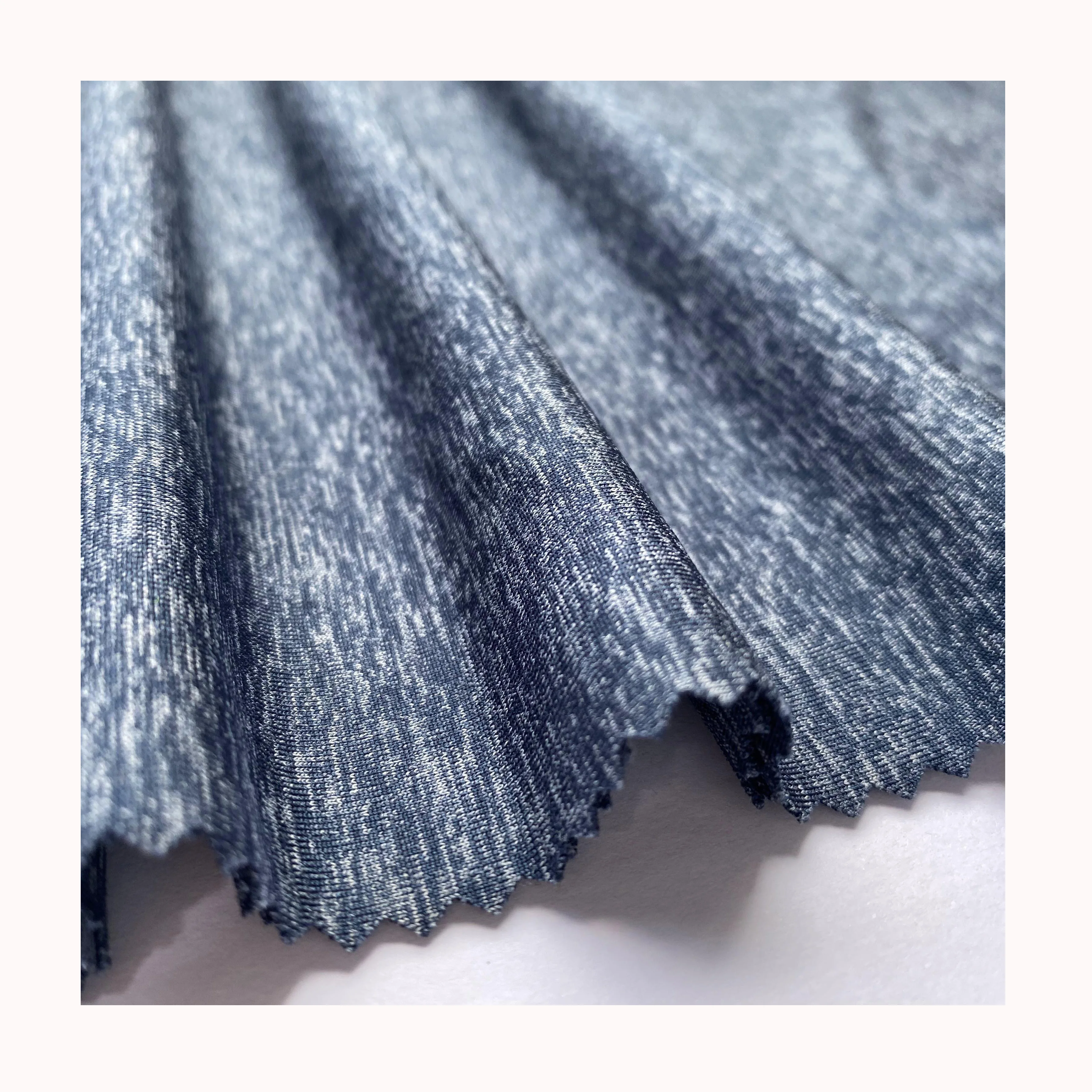 88% Polyester 12% Spandex Heather Navy Color Spandex Polyester Jersey knitted Fabric For Sportswear