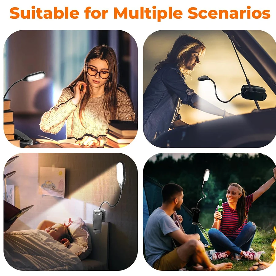 Mini Single-head LED Book Light Folding White Black Reading Button Battery Portable Bedroom Use Desk Clip