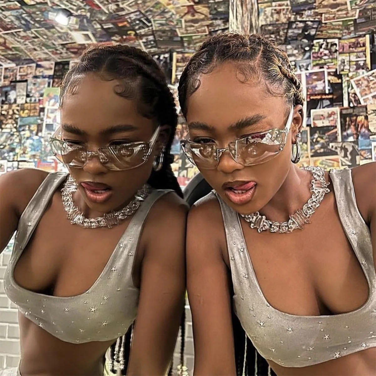 LEK steampunk uv400 vintage brand design hip hop Rimless Diamond Luxury Punk Shades Ins Fashion Sexy Y2K Sunglasses for Women