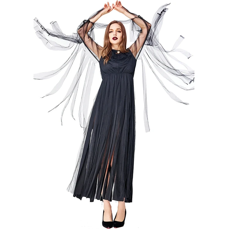 
KEYIDI Evil Witch Black Tassel Party Hosting Dress Halloween 