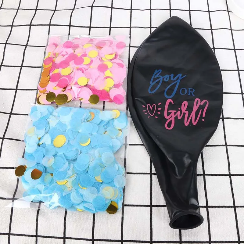 36inch Giant Black Gender Reveal Party Balloons With Confetti Pack Girl or Boy Large Latex Baby Shower Reveal Party Balloons