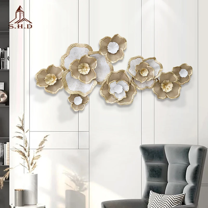 Living Room Sofa Background Wall Decoration Bedroom Wall Decoration Fashion Flowers Wrought Iron Wall Decoration