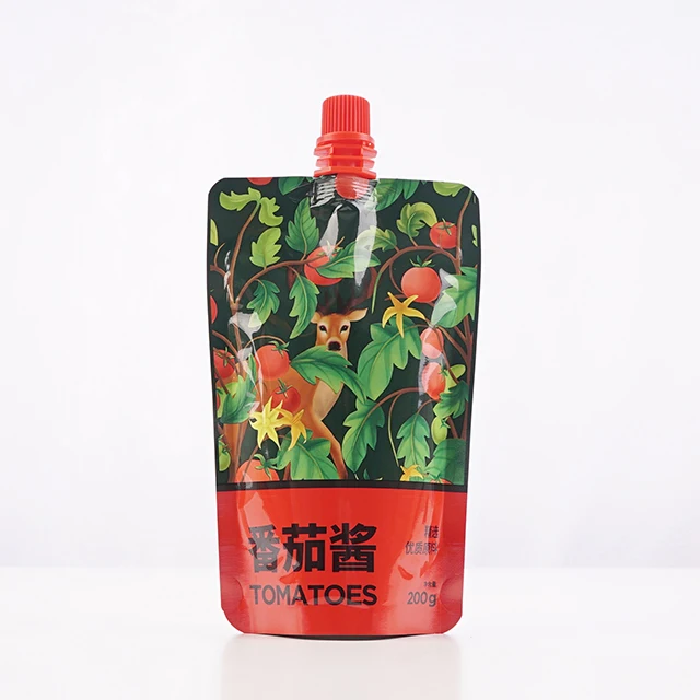 Wholesale Stand Up Packaging Spout Tomato Ketchup Pouch doypack bag spout pouch plastic lipgloss packaging bags