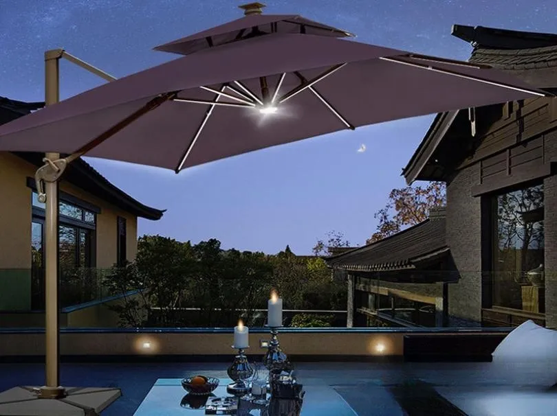 Roma Umbrella With Light Large Outdoor Outdoor Advertising Umbrella Courtyard Garden Waterproof Umbrella