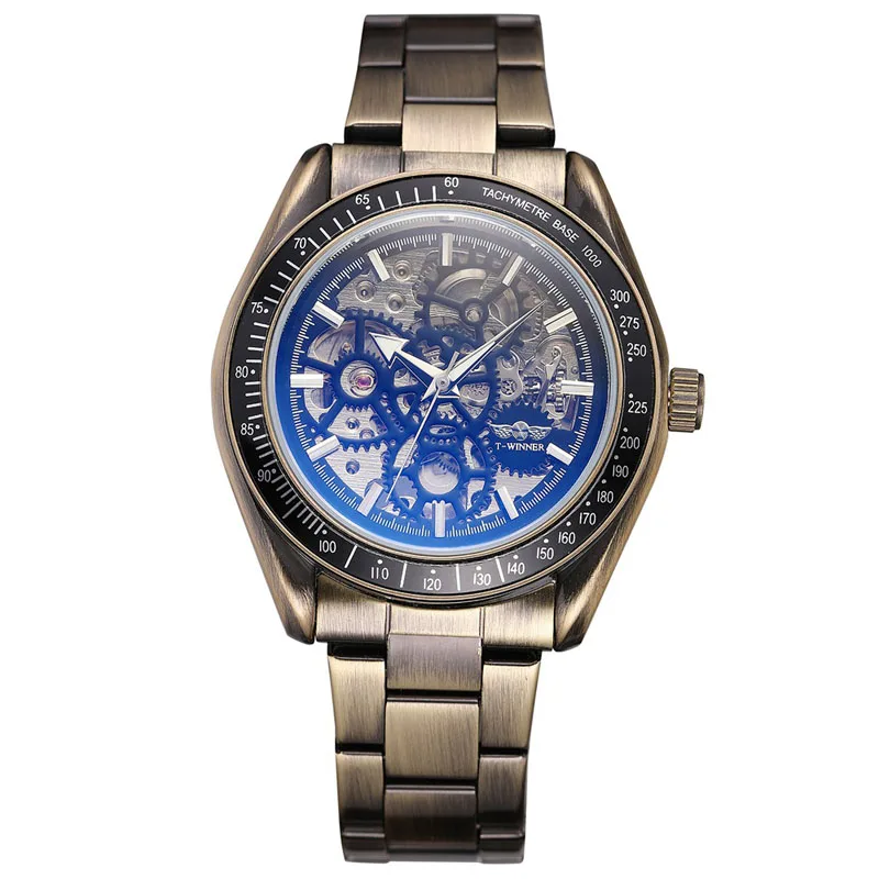WINNER-A5 Winner Brand Mechanical Alloy Case Men Hand Watch High Quality Colorful Business Men Wrist Watches