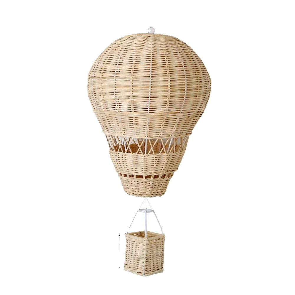 Natural Wicker Handcraft For Kid Room Decoration Rattan Air Balloon Hanging Decor