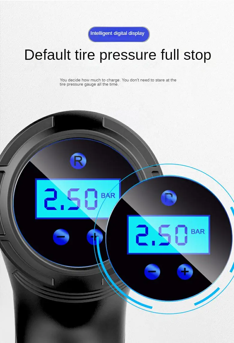 Car Portable Cordless Electric Air Pump Multifunctional Car Tire Inflator Auto Stop Air Pump Car Air Compressor