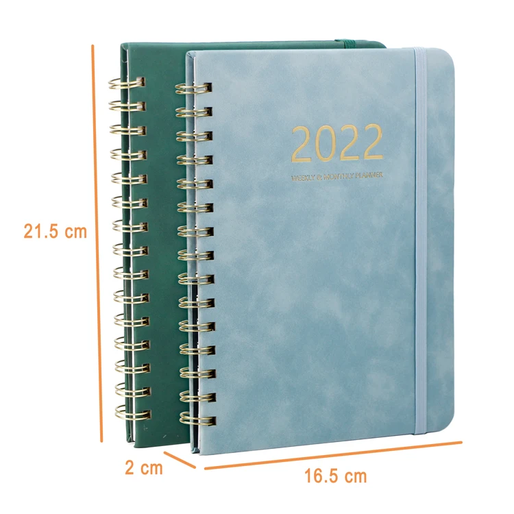 Custom printing 2022 agenda Fashion A5 Hardcover Calendar Life Organizer pu spiral notebook planner