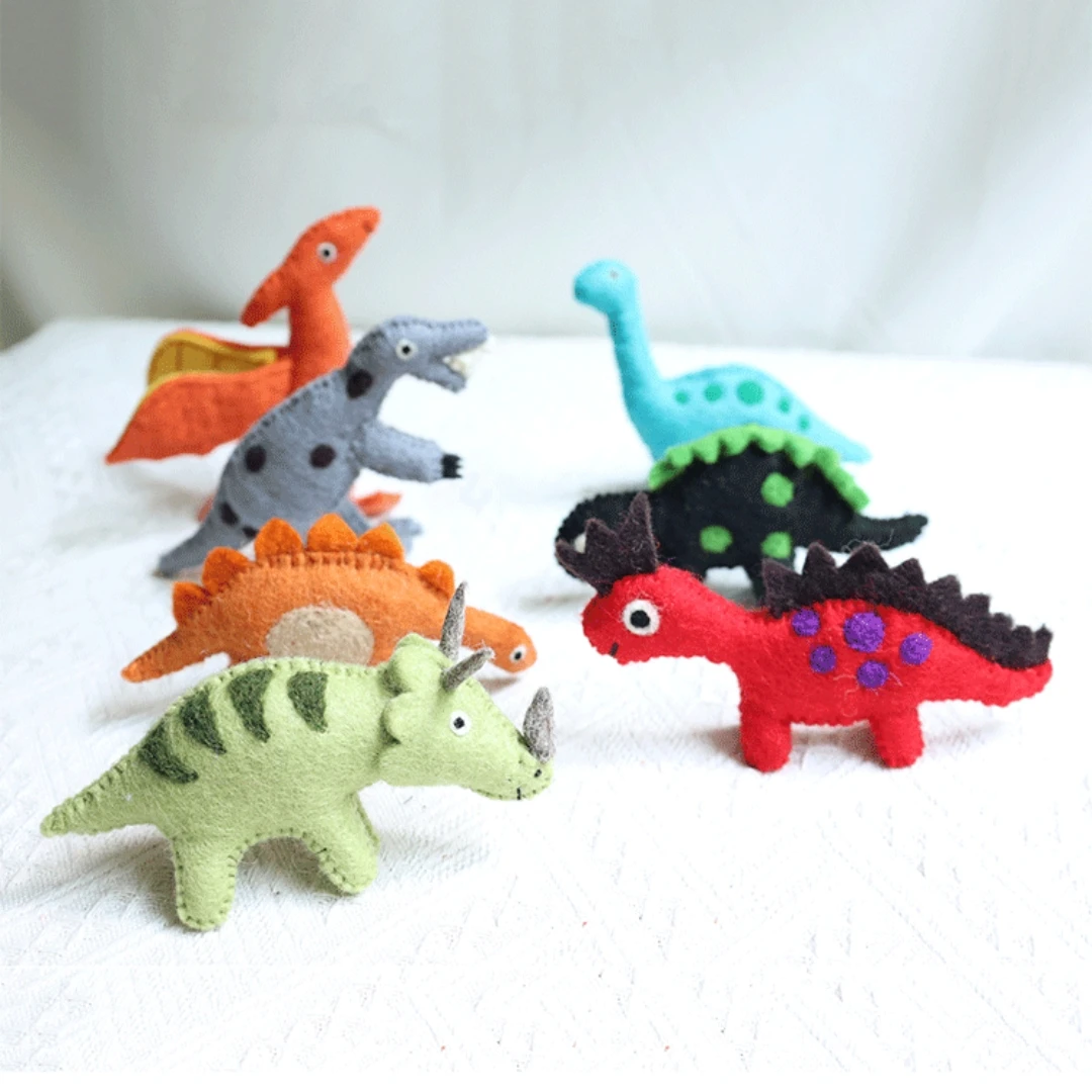 14 cm animals Felt Ornament soft Toy Handmade Felt Wool Dinosaur Kids Baby Dinosaur Toys