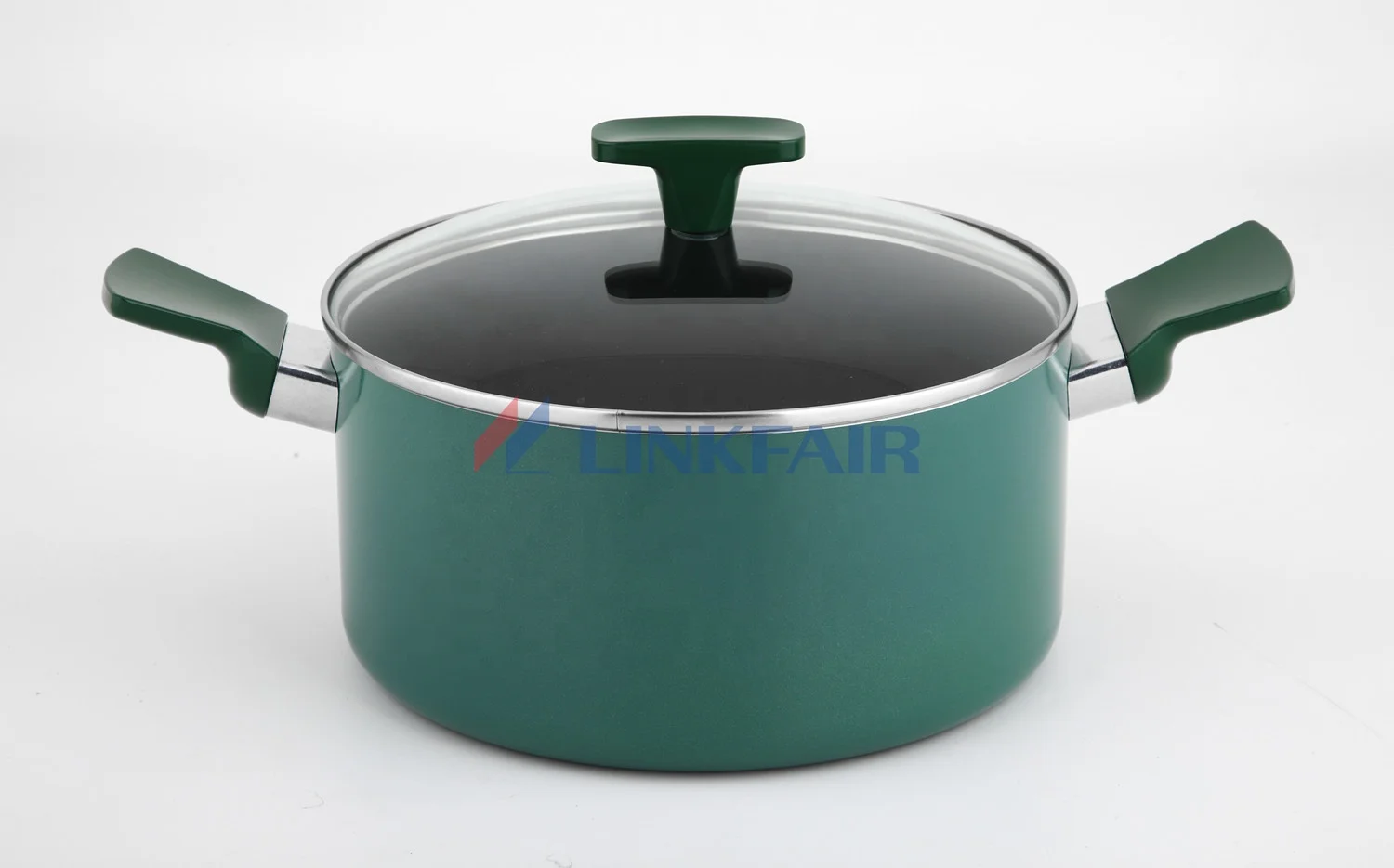 Linkfair 8-Piece Non Stick Cookware Set of Green Color bakelite handle saucepan/dutch oven/saute pan with lid frypan
