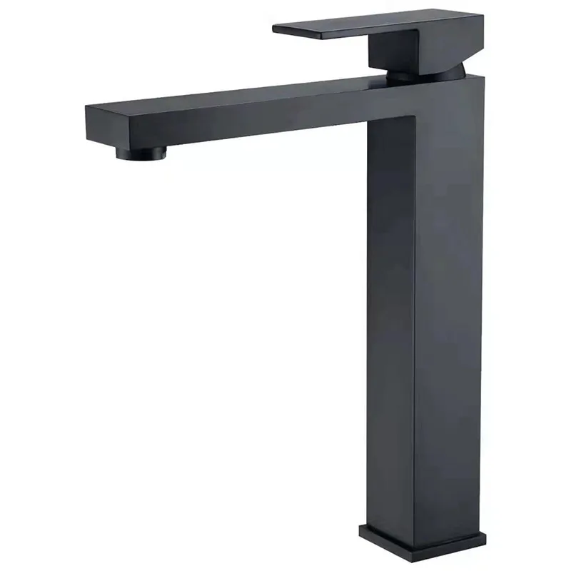 Modern Simple Design Matte Black Square Basin Tap Mixer Waterfall Bathroom Faucet Tap Brass Single Handle Washroom Faucets