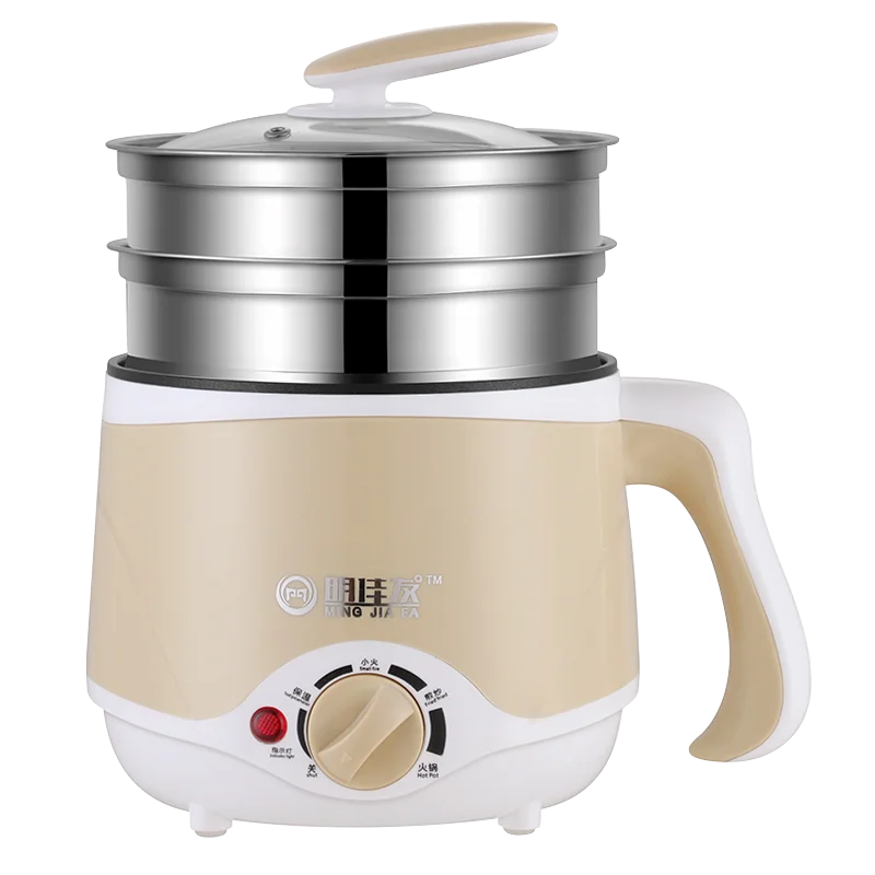 1.8L Double Layer Khaki Hot Selling Stainless Steel Noodle Pot Milk Boiler Kettle Electric Skillets Hot Pot